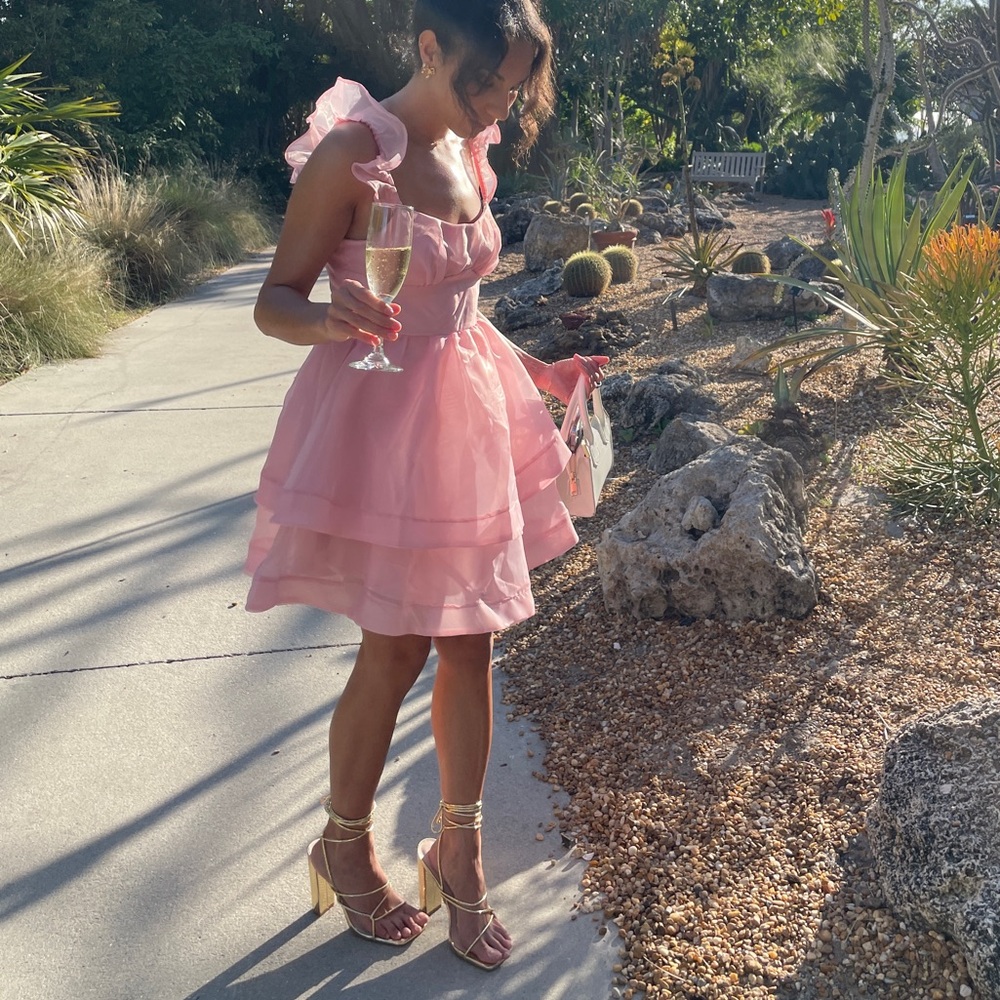 SOLD Pink Ruffle Mini Dress - Picture 10 of 10